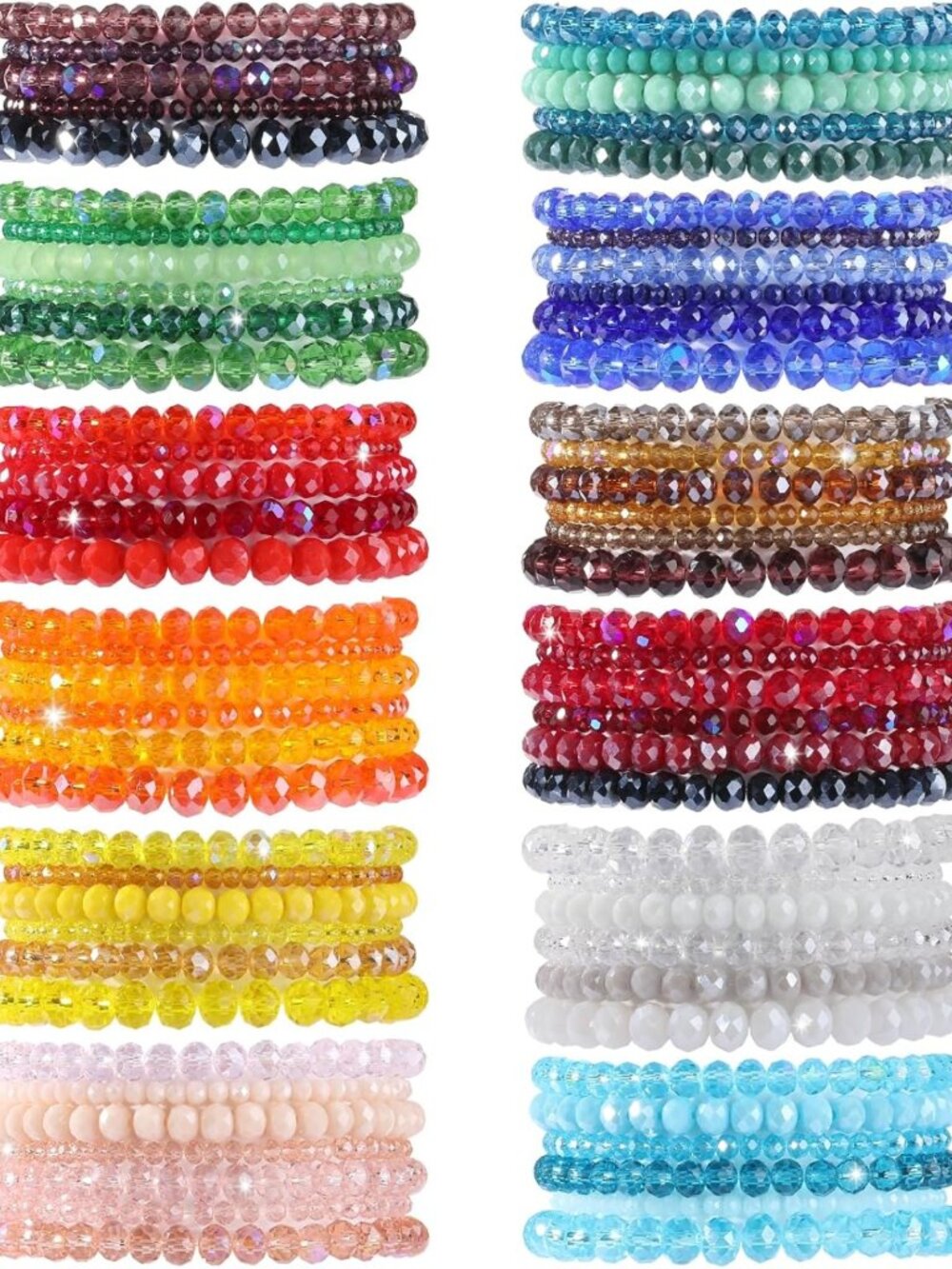 70 PCS Colorful Beaded Bracelets Set - Elastic Stretch Stackable Jewelry Gifts